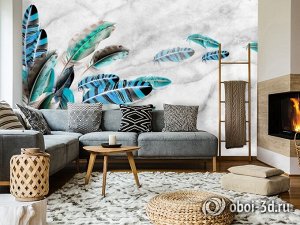 3D Фотообои «Мятная легкость на мраморе»