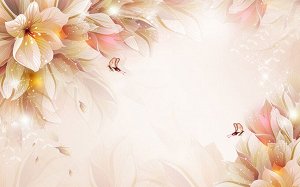 3D Фотообои «Волшебные цветы с бабочками»
