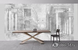3D Фотообои «Черно белая фреска на штукатурке»