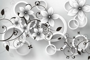 3D Фотообои «Серые цветы»