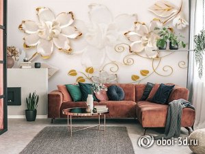 3D Фотообои «Фарфоровые цветы»