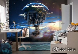 3D Фотообои «Футуристический космический замок»