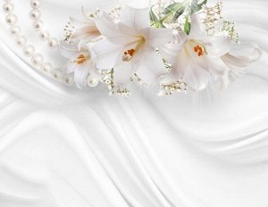 3D Фотообои  «Лилии на нежном белом шелке»