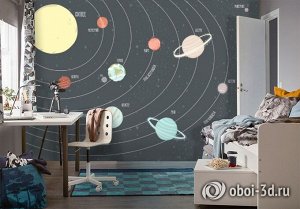 3D Фотообои «Иллюстрация солнечной системы»