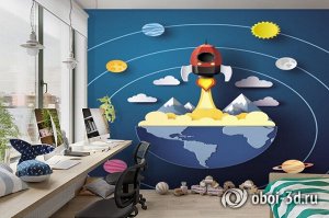 3D Фотообои «Взлет ракеты»