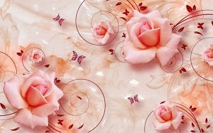 3D Фотообои  «Розы на мраморе»