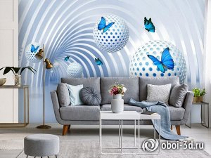 3D Фотообои «Футуристичный тоннель с бабочками»