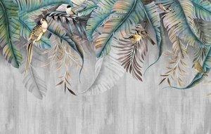 3D Фотообои «Птицы в листьях папоротника»