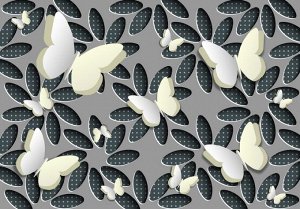 Design Studio 3D 3D Фотообои «Узор с бабочками в стиле Хайтек»