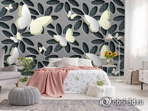 Design Studio 3D 3D Фотообои «Узор с бабочками в стиле Хайтек»