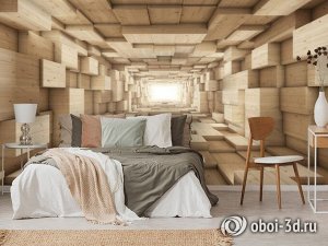 Design Studio 3D 3D Фотообои «Тоннель из деревянных кубов»