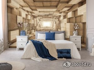 3D Фотообои «Тоннель из деревянных кубов»