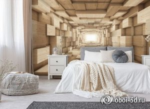 Design Studio 3D 3D Фотообои «Тоннель из деревянных кубов»