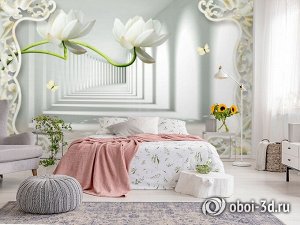 3D Фотообои «Тоннель с лотосами»