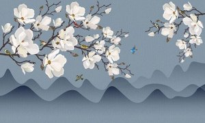 3D Фотообои «Яблоневые ветви над холмами»