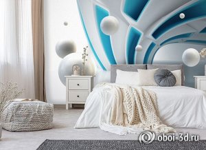 3D Фотообои  «Белые сферы в галактике»