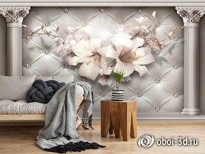 3D Фотообои  «Архитектурная инсталляция с лилиями»