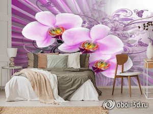 3D Фотообои «Орхидеи в стиле ретро»