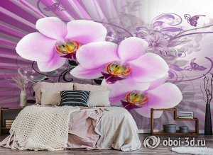 3D Фотообои «Орхидеи в стиле ретро»