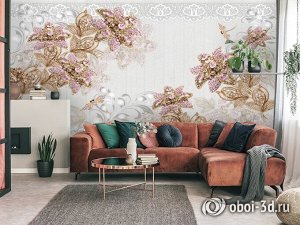 3D Фотообои «Розовые драгоценные цветы»