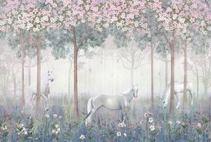 Лошади в цветущем саду