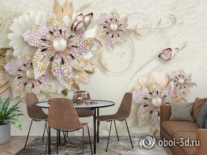 3D Фотообои «Радужные ювелирные цветы»