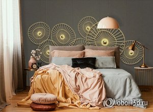 Design Studio 3D 3D Фотообои «Круги из позолоченных прутьев»