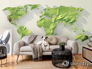 3D Фотообои «Зеленые континенты из полигонов»