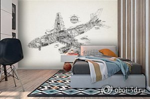 3D Фотообои «Самолет чертеж»