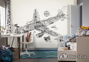 3D Фотообои «Самолет чертеж»