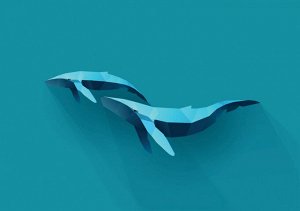 3D Фотообои «Полигональные киты»