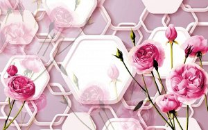 3D Фотообои «Многослойная композиция с розами»