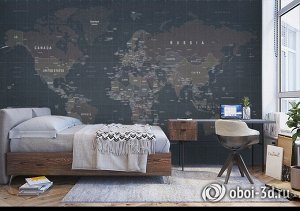 3D Фотообои «Потертая карта мира»