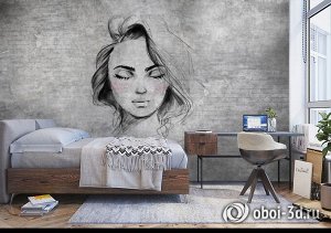 3D Фотообои «Портрет на кирпичной стене»