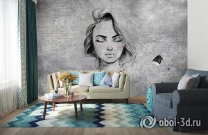 3D Фотообои «Портрет на кирпичной стене»