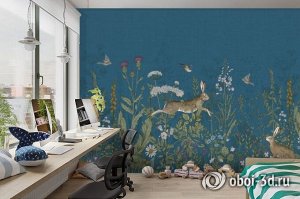 3D Фотообои «Ночные степные зайцы»