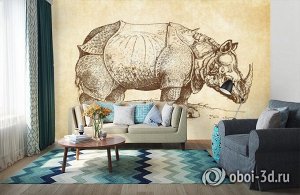 3D Фотообои «Носорог Дюрера»