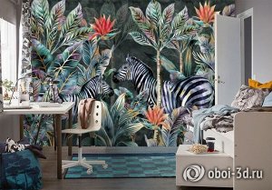 3D Фотообои «Неоновые джунгли»