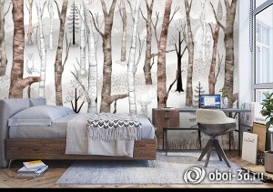 3D Фотообои «Лесная абстракция с этническими мотивами»
