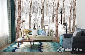 3D Фотообои «Лесная абстракция с этническими мотивами»