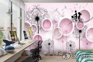 3D Фотообои «Контрастная композиция с одуванчиками»