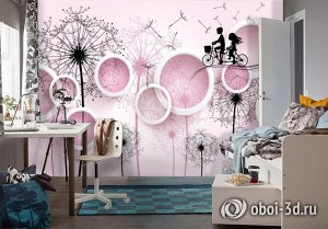 3D Фотообои «Контрастная композиция с одуванчиками»