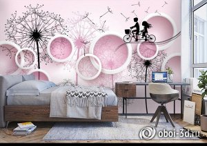 3D Фотообои «Контрастная композиция с одуванчиками»