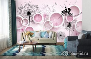3D Фотообои «Контрастная композиция с одуванчиками»