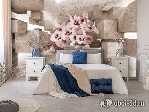 Design Studio 3D 3D Фотообои «Орхидеи в солнечном кубическом ангаре»