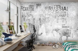 3D Фотообои «Карта из слов в стиле лофт»
