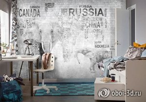 3D Фотообои «Карта из слов в стиле лофт»