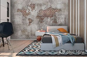 3D Фотообои «Карта в стене»