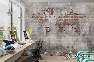 3D Фотообои «Карта в стене»