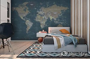 3D Фотообои «Джинсовая карта мира»